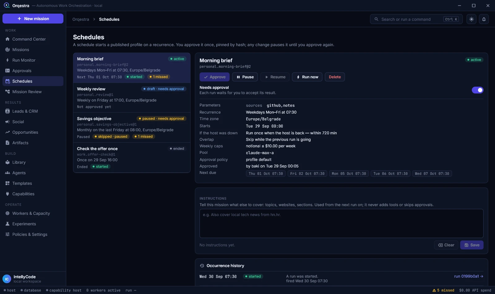 Orqestra Schedules